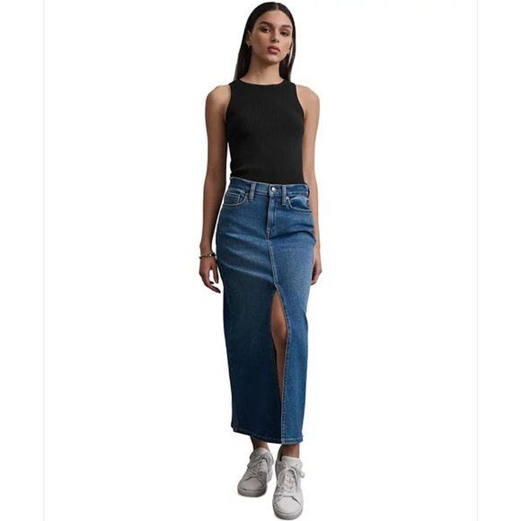 DKNY Jeans Women's Size 25 High-Rise Denim Maxi Skirt - Picture 1 of 13